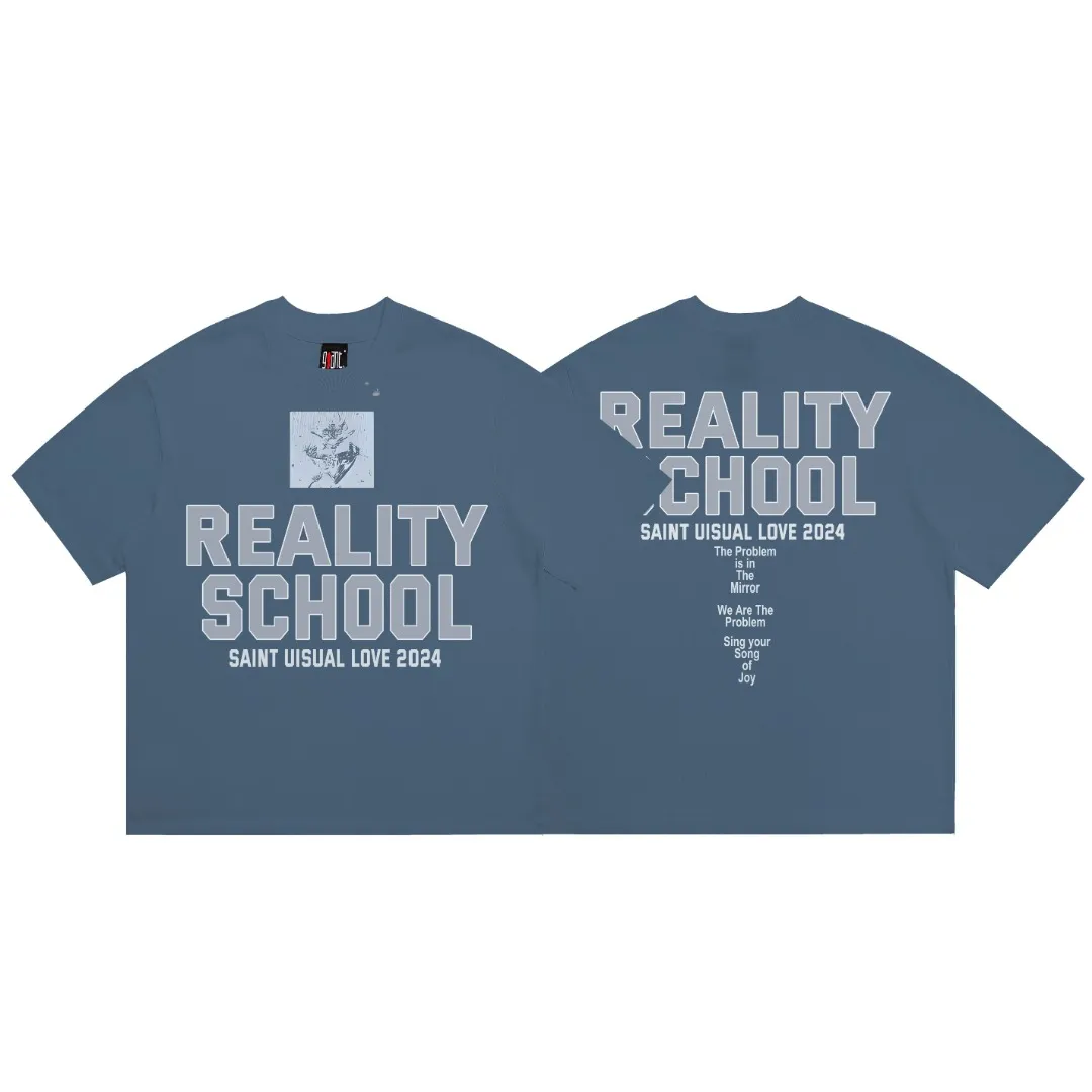 Saint Michael SCHOOL niche print distressed retro Vintage loose short-sleeved top with digital white ink direct printing, the fabric is breathable and the pattern is three-dimensional and clear. Fabric: Double yarn 240g Style number: S918 Size: S-M-L-XL Color: Blue Price: P110